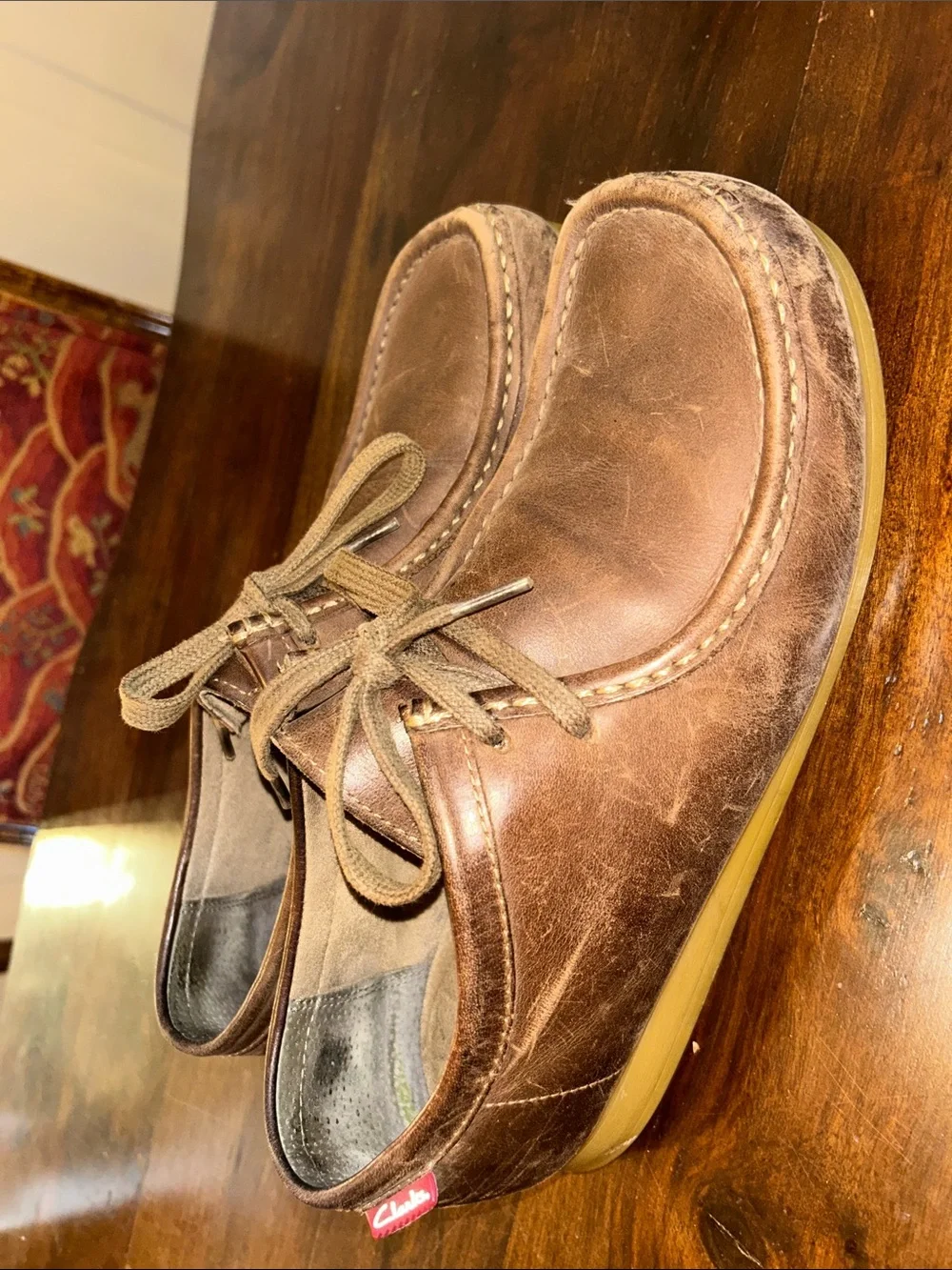 Clark’s wallabees Men's Brown Leather Casual Lace-Up Shoes Sz 11